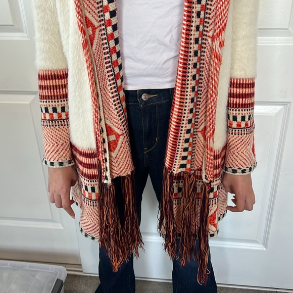 MAX SPORT acrylic southwestern knit sweater L ivory EUC - Picture 7 of 9